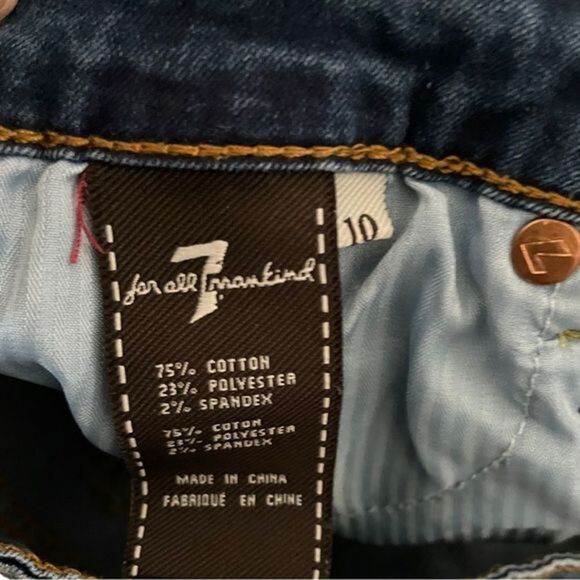 7 For All Mankind Bermuda Jean Shorts Size 10‎ Dark Wash - Picture 5 of 7